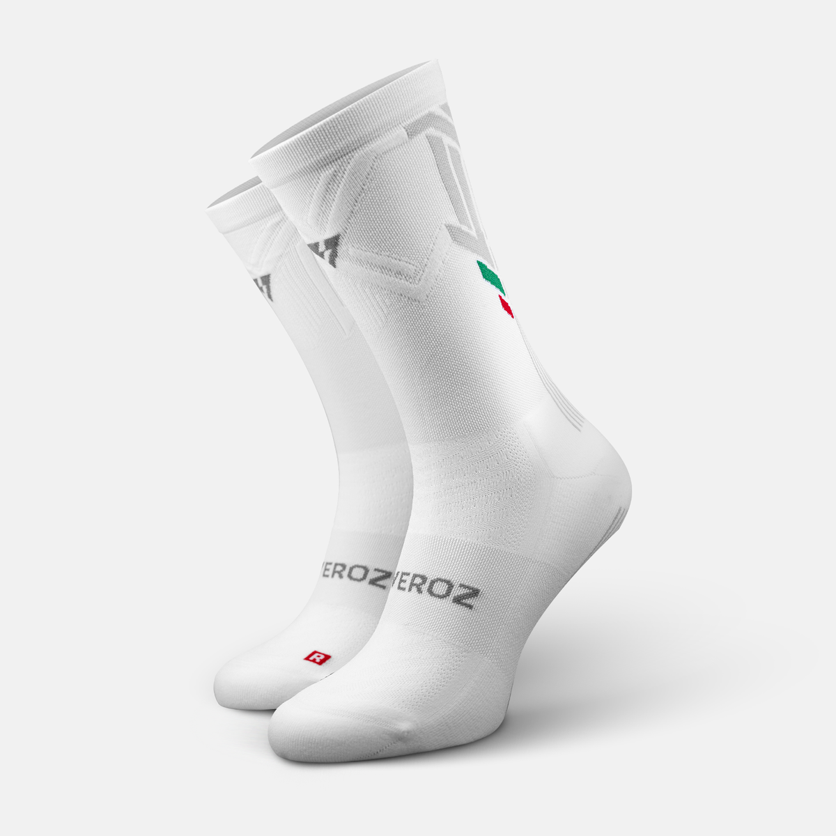 Calcetas deportivas antiampollas VEROZ MX Blancas largas de 18 cm, vista lateral