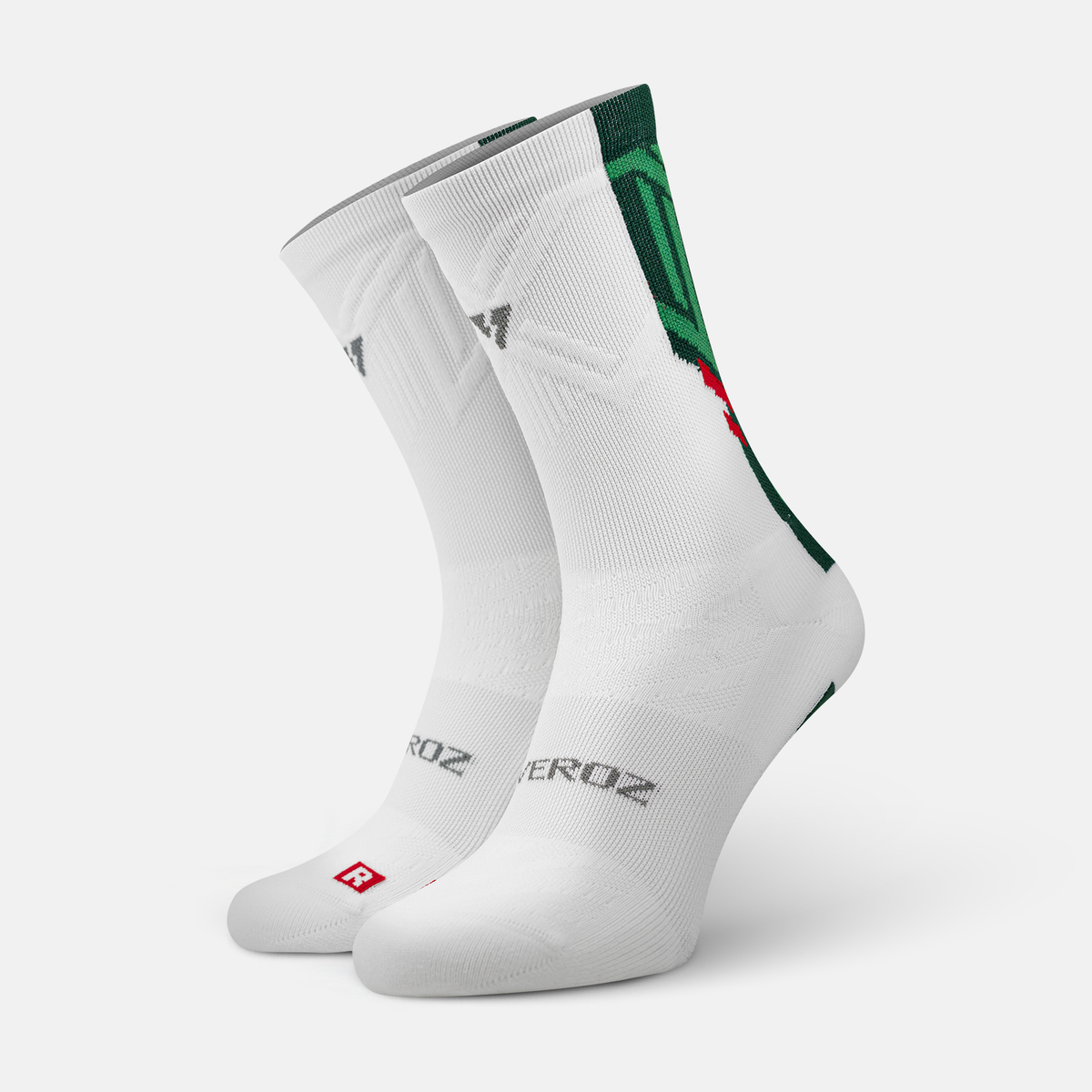 Calcetas deportivas antiampollas VEROZ MX Verdes largas de 18 cm, vista lateral