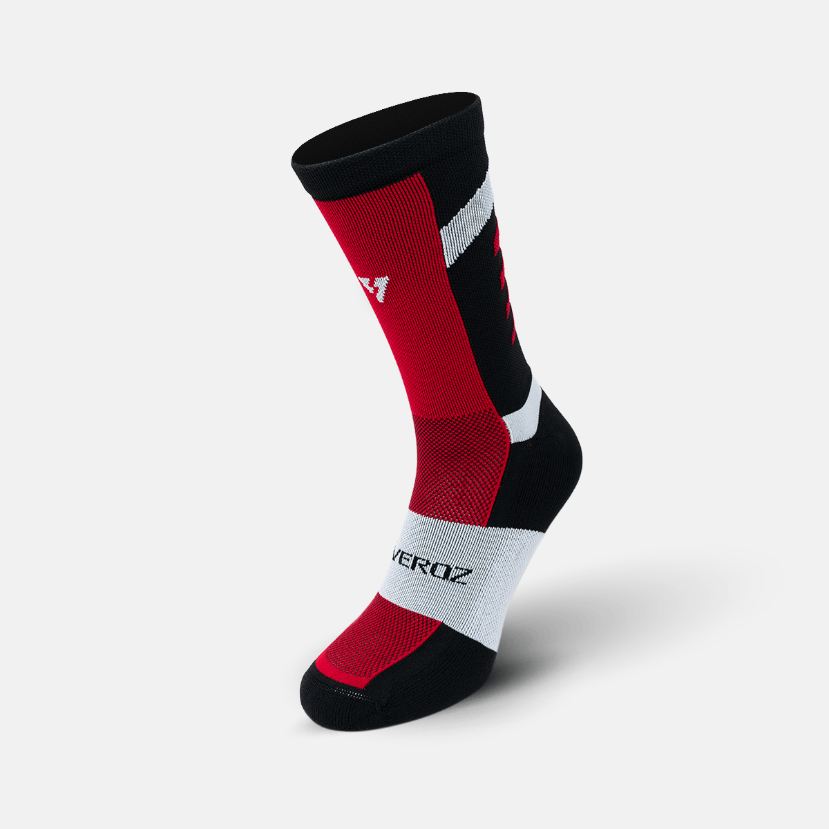 Calcetas deportivas antiampollas VEROZ Marte Rojas Negras largas de 18 cm