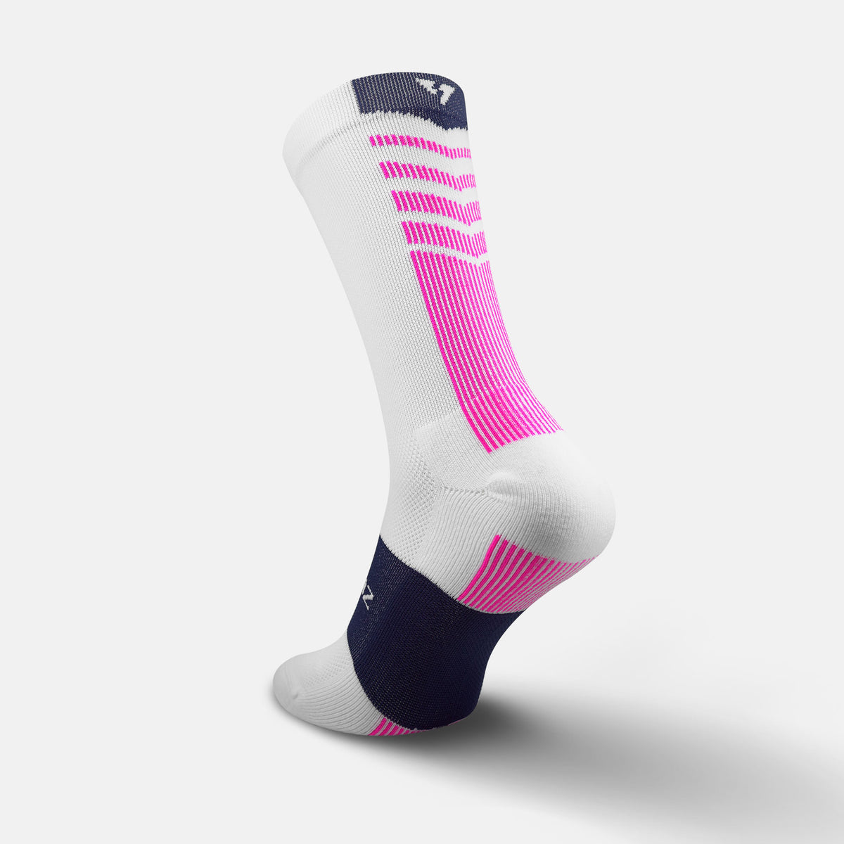 Calcetas deportivas antiampollas VEROZ Pulsar Blancas Fucsia largas de 18 cm
