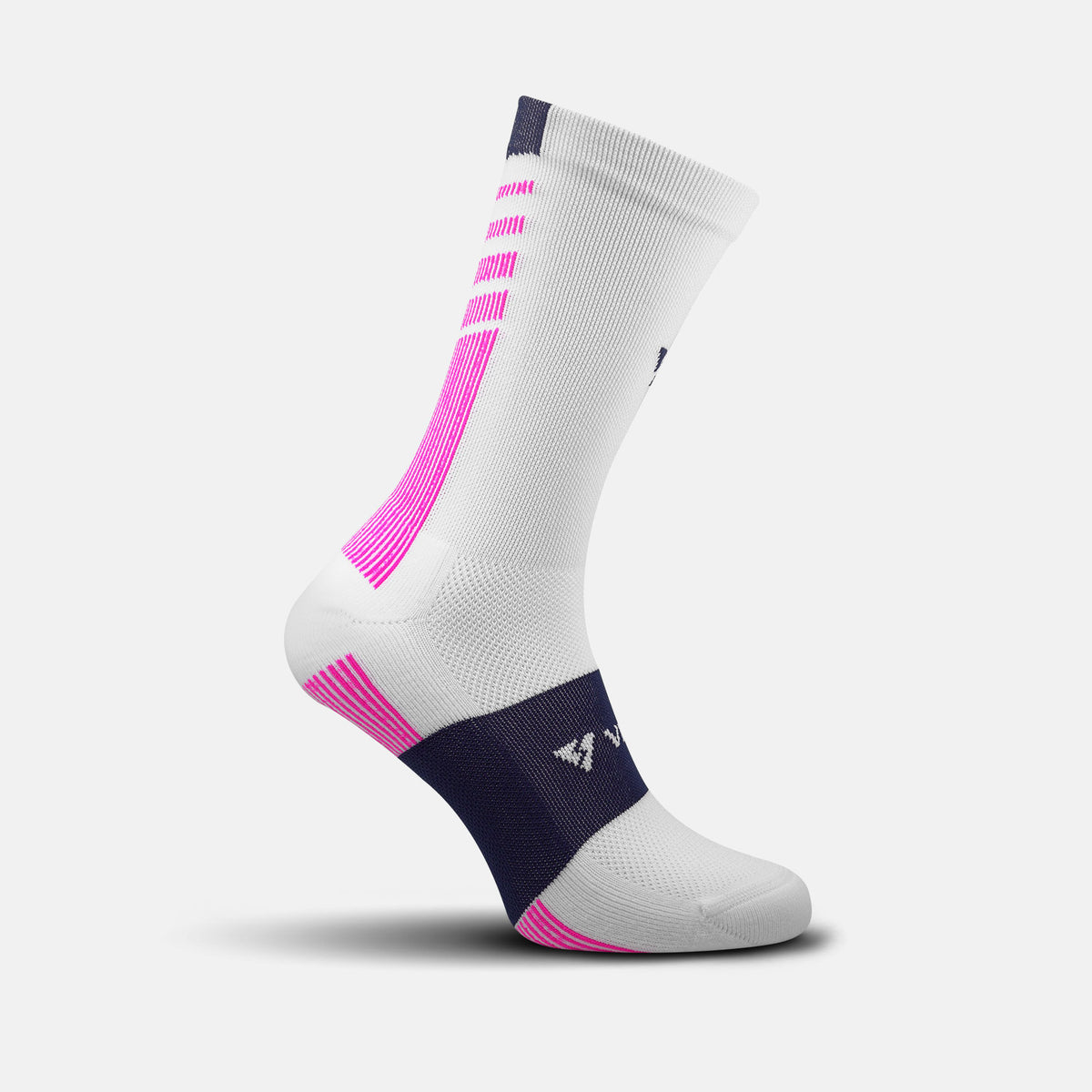Calcetas deportivas antiampollas VEROZ Pulsar Blancas Fucsia largas de 18 cm