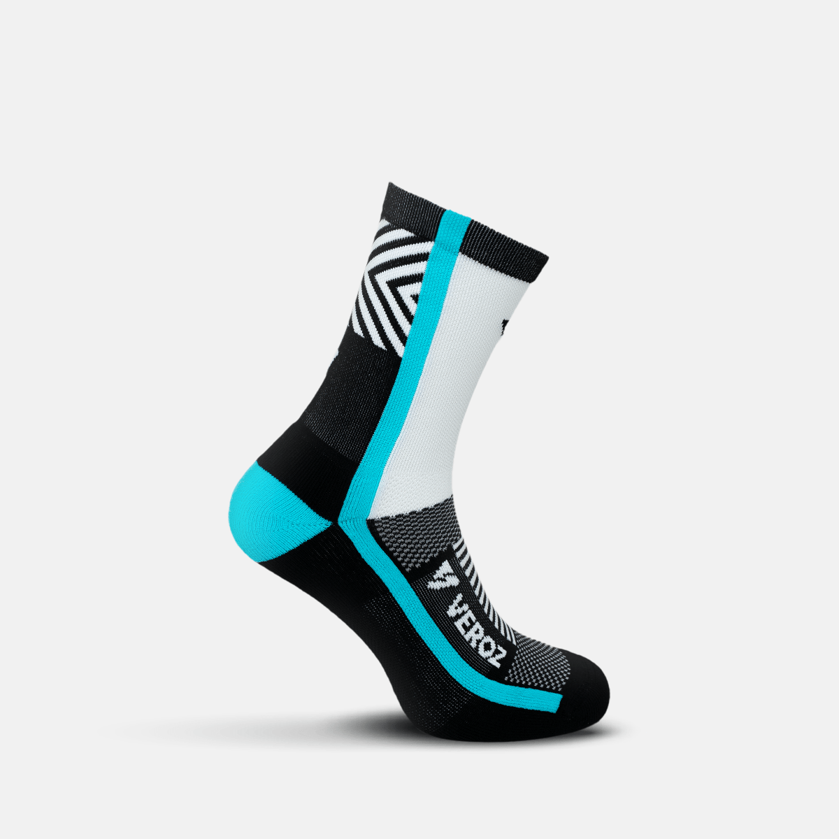 Calcetas deportivas antiampollas VEROZ Mercurio Blancas Negras cortas de 13 cm