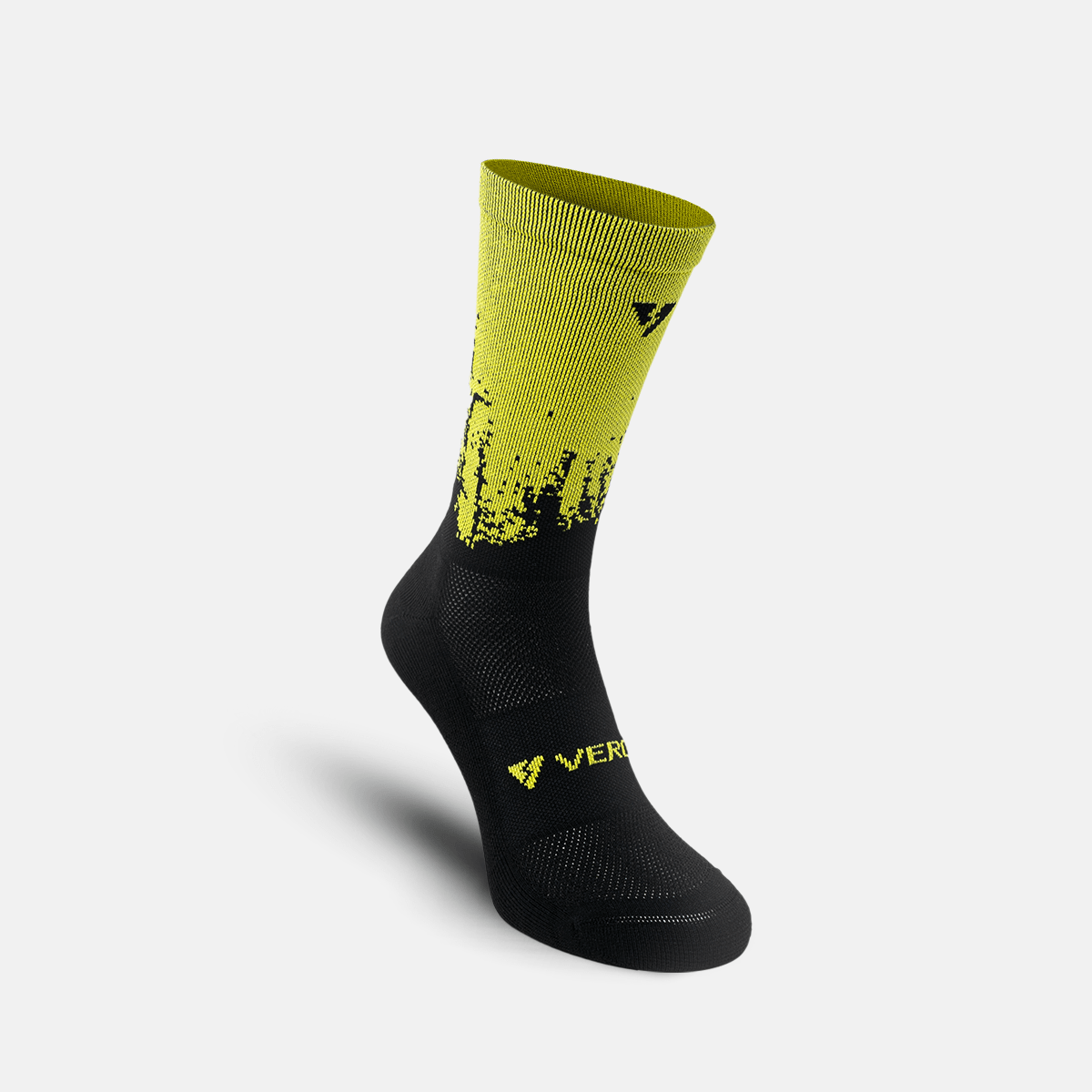 Calcetas deportivas antiampollas VEROZ Neptuno Amarillo Negras largas de 18 cm