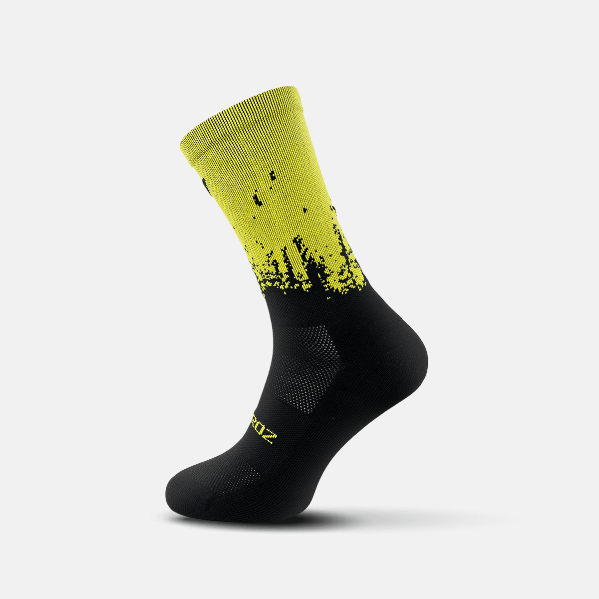 Calcetas deportivas antiampollas VEROZ Neptuno Amarillo Negras largas de 18 cm
