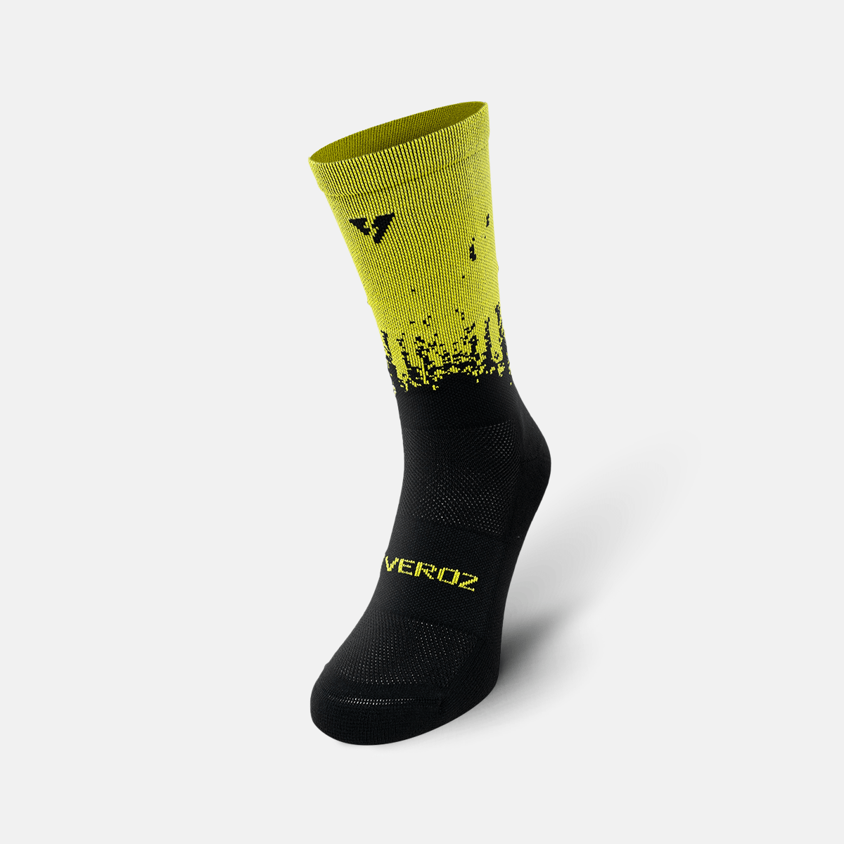 Calcetas deportivas antiampollas VEROZ Neptuno Amarillo Negras largas de 18 cm