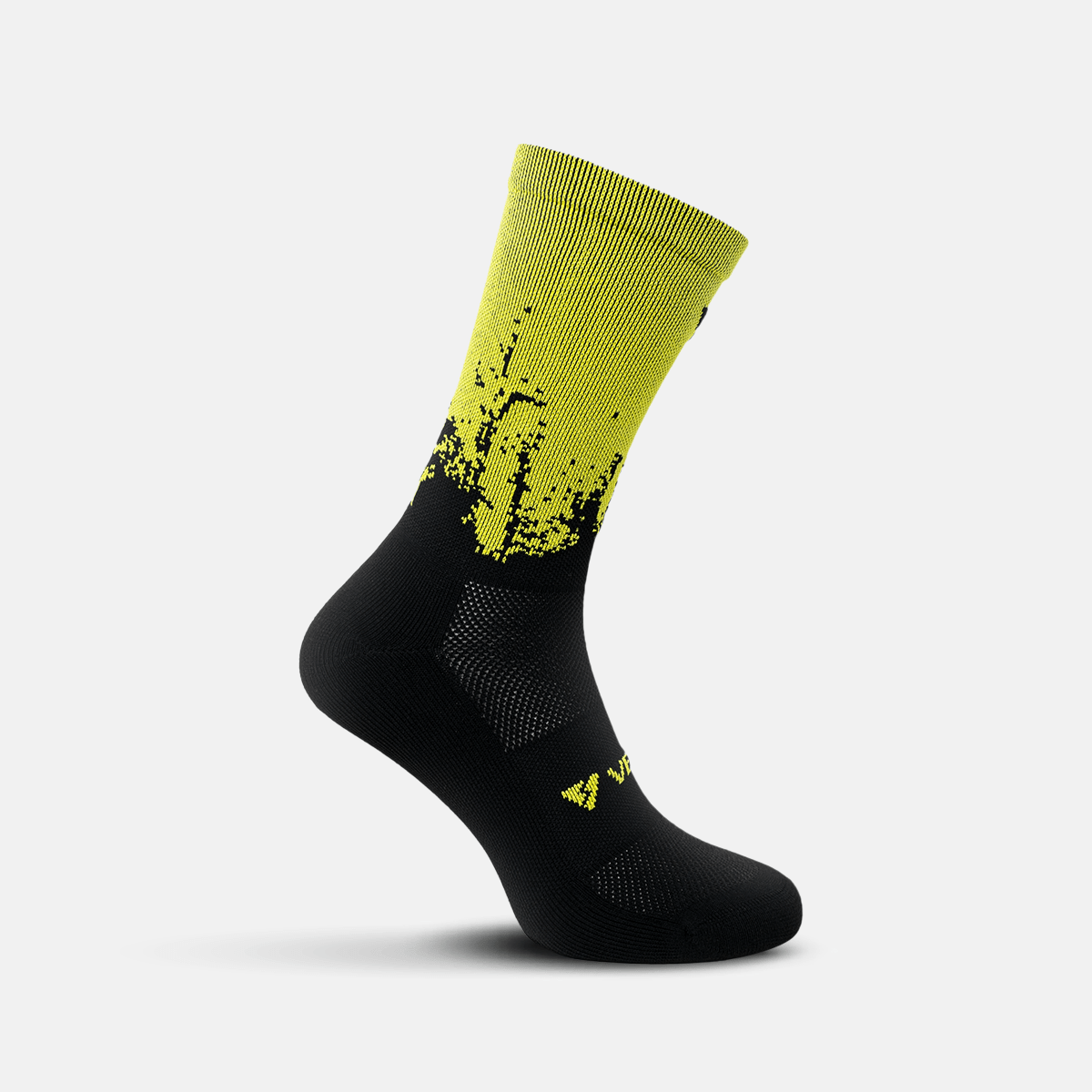 Calcetas deportivas antiampollas VEROZ Neptuno Amarillo Negras largas de 18 cm