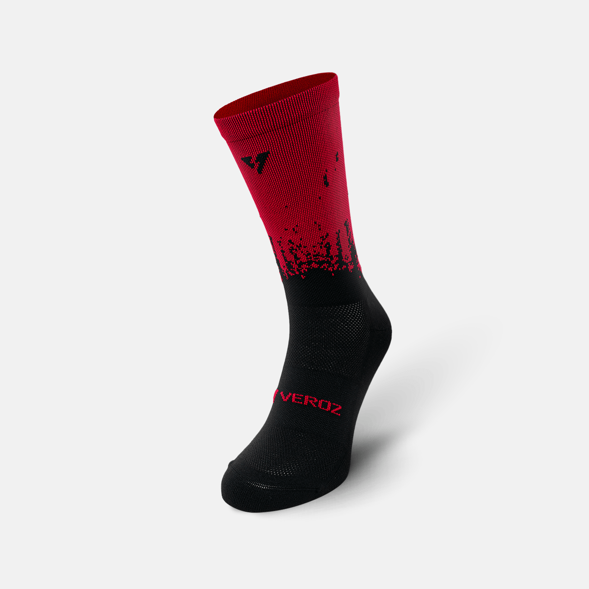 Calcetas deportivas antiampollas VEROZ Neptuno Rojas Negras largas de 18 cm