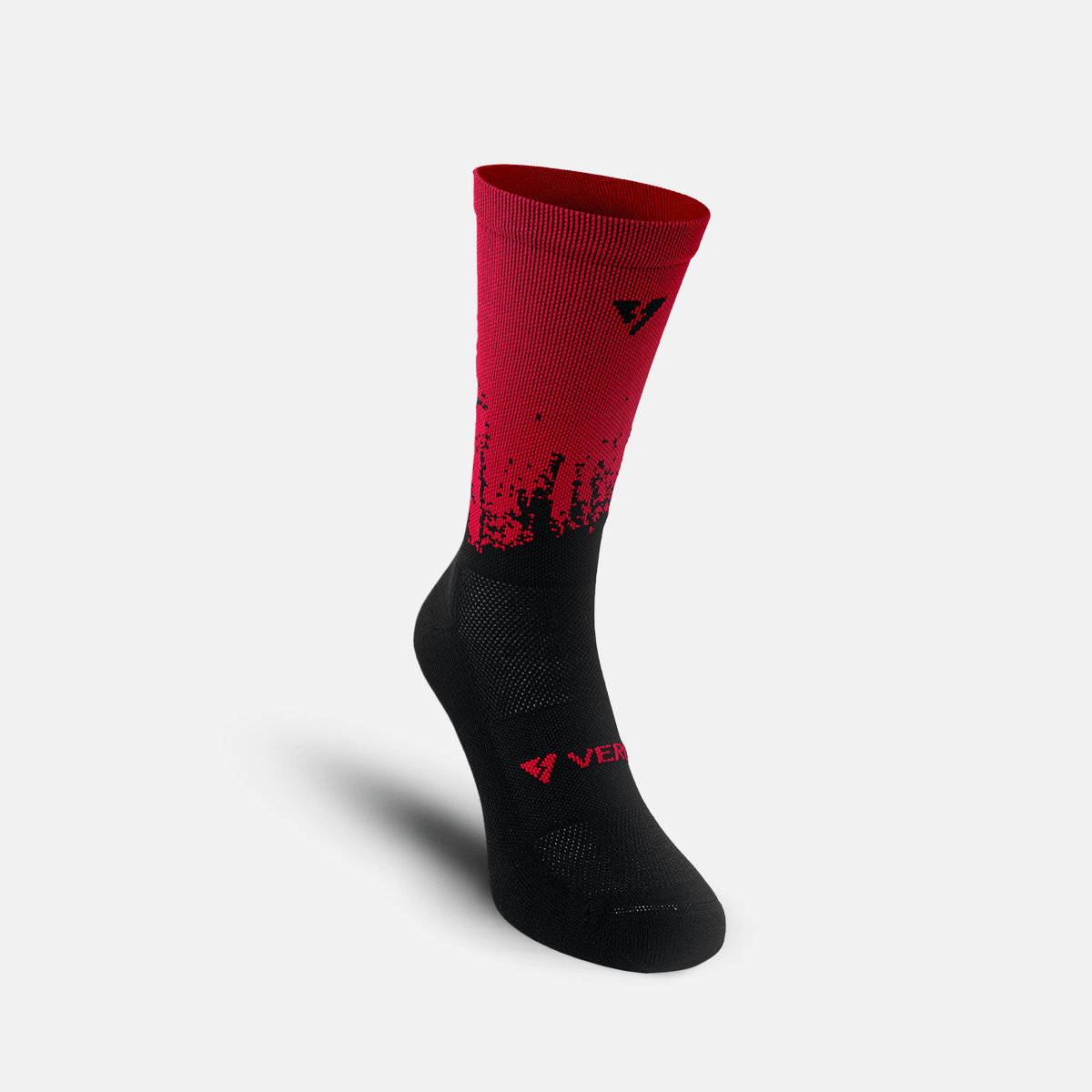 Calcetas deportivas antiampollas VEROZ Neptuno Rojas Negras largas de 18 cm