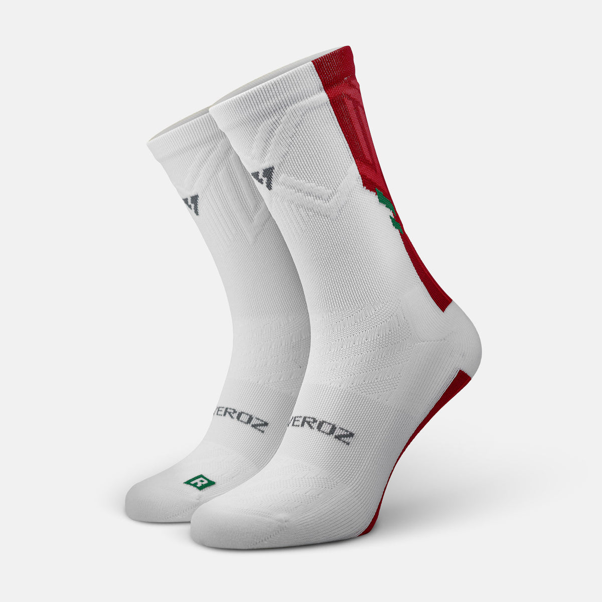 Calcetas deportivas antiampollas VEROZ MX Rojas largas de 18 cm, vista lateral