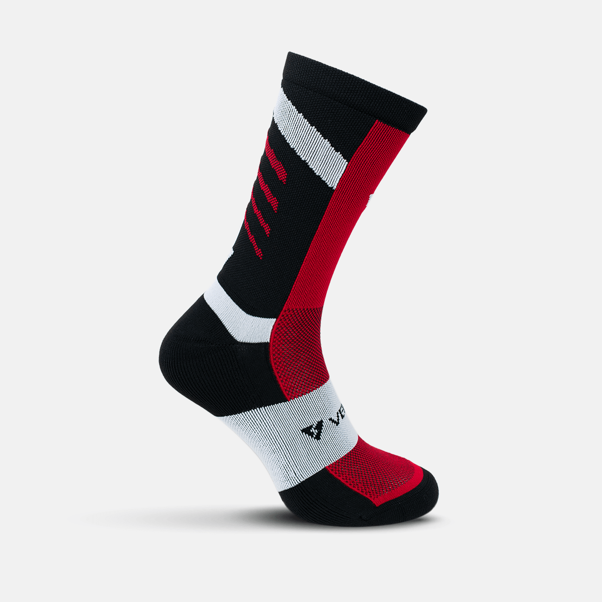 Calcetas deportivas antiampollas VEROZ Marte Rojas Negras largas de 18 cm